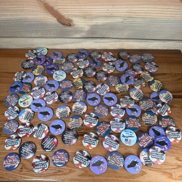 Other - Bulk Lot 100 Patriotic Pinback Buttons USA Flag Eagle Mount Rushmore 2.25 inch